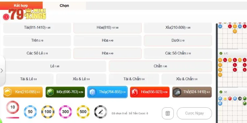 Giao diện trò chơi tại hệ thống 79King